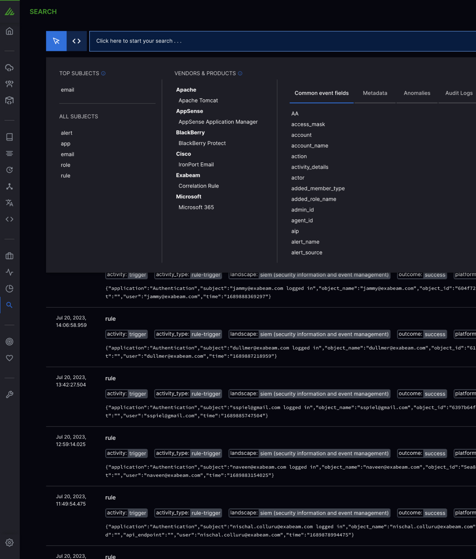 Exabeam New Scale Search